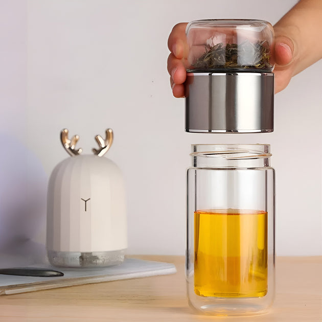 The Twilight Decor™Double Glass Tea Bottle with Infuser