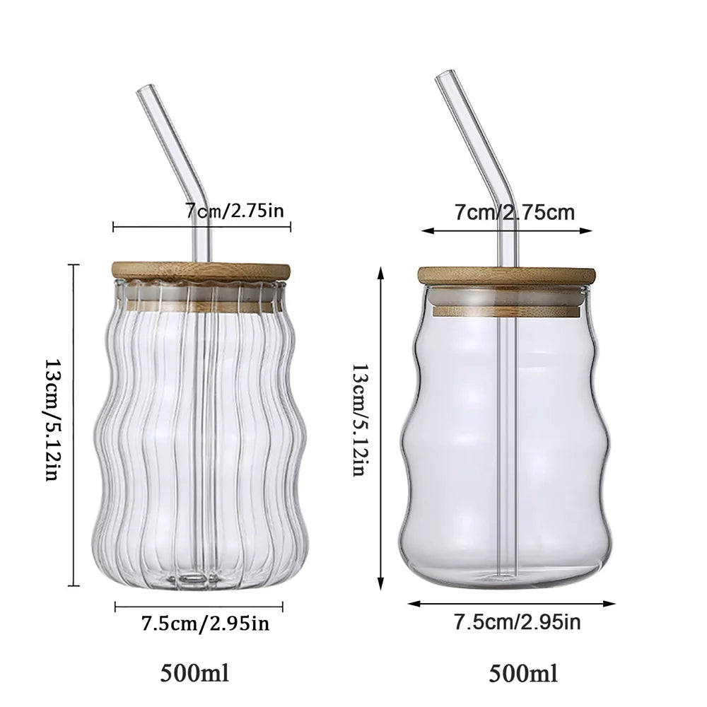 The Twilight Decor™Glass Stripe Tumbler – 530ml Heat-Resistant Mug