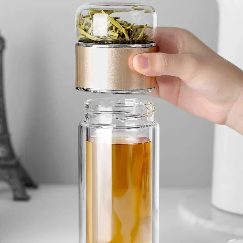 The Twilight Decor™Double Glass Tea Bottle with Infuser
