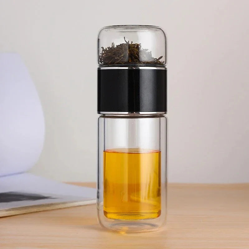 The Twilight Decor™Double Glass Tea Bottle with Infuser