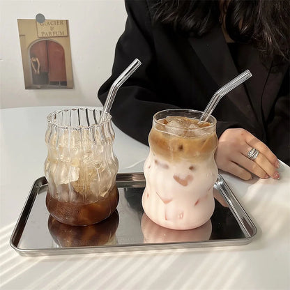 The Twilight Decor™Glass Stripe Tumbler – 530ml Heat-Resistant Mug