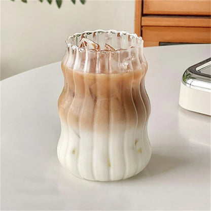 The Twilight Decor™Glass Stripe Tumbler – 530ml Heat-Resistant Mug
