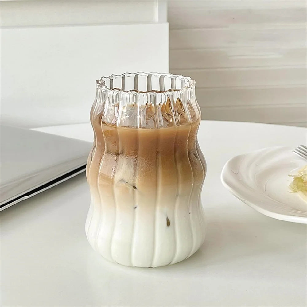 The Twilight Decor™Glass Stripe Tumbler – 530ml Heat-Resistant Mug