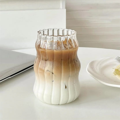 The Twilight Decor™Glass Stripe Tumbler – 530ml Heat-Resistant Mug