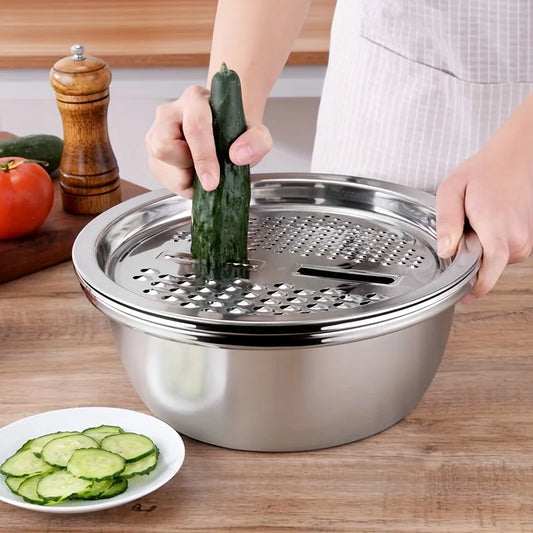 The Twilight Decor™3-Piece Stainless Steel Multifunctional Strainer and Mixing Bowl