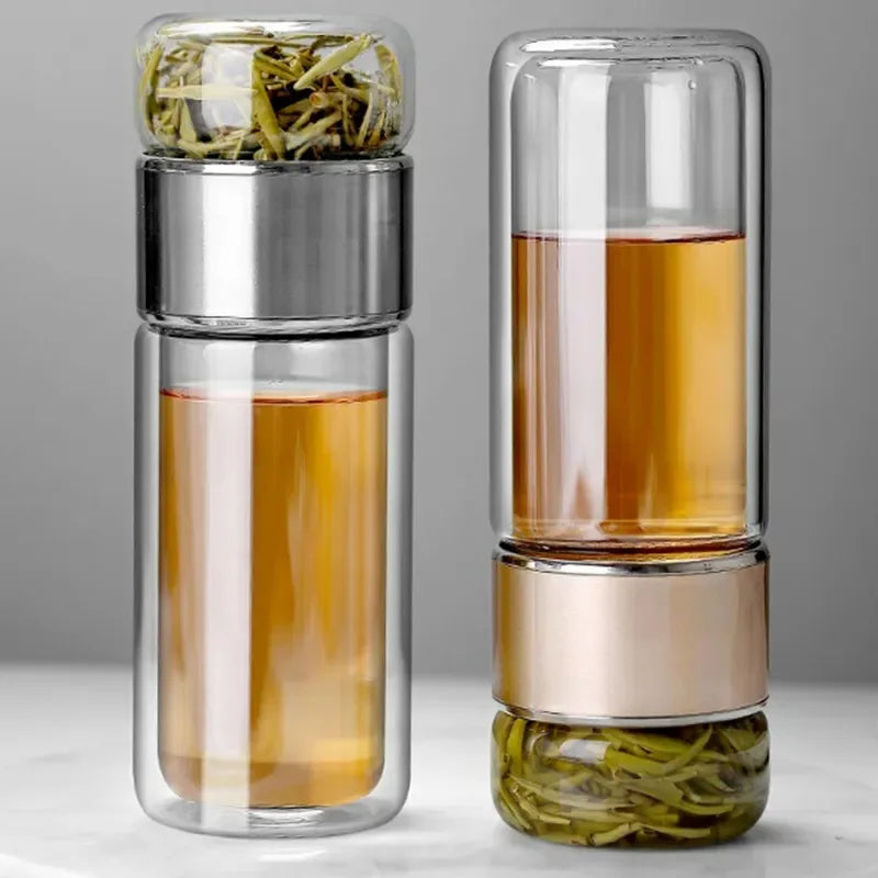 The Twilight Decor™Double Glass Tea Bottle with Infuser