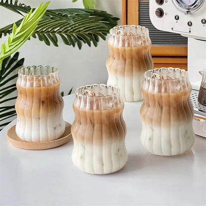 The Twilight Decor™Glass Stripe Tumbler – 530ml Heat-Resistant Mug