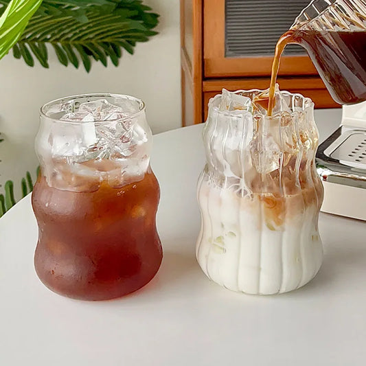 The Twilight Decor™Glass Stripe Tumbler – 530ml Heat-Resistant Mug